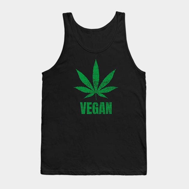 Vegan Cannabis Leaf Green Tank Top by erock